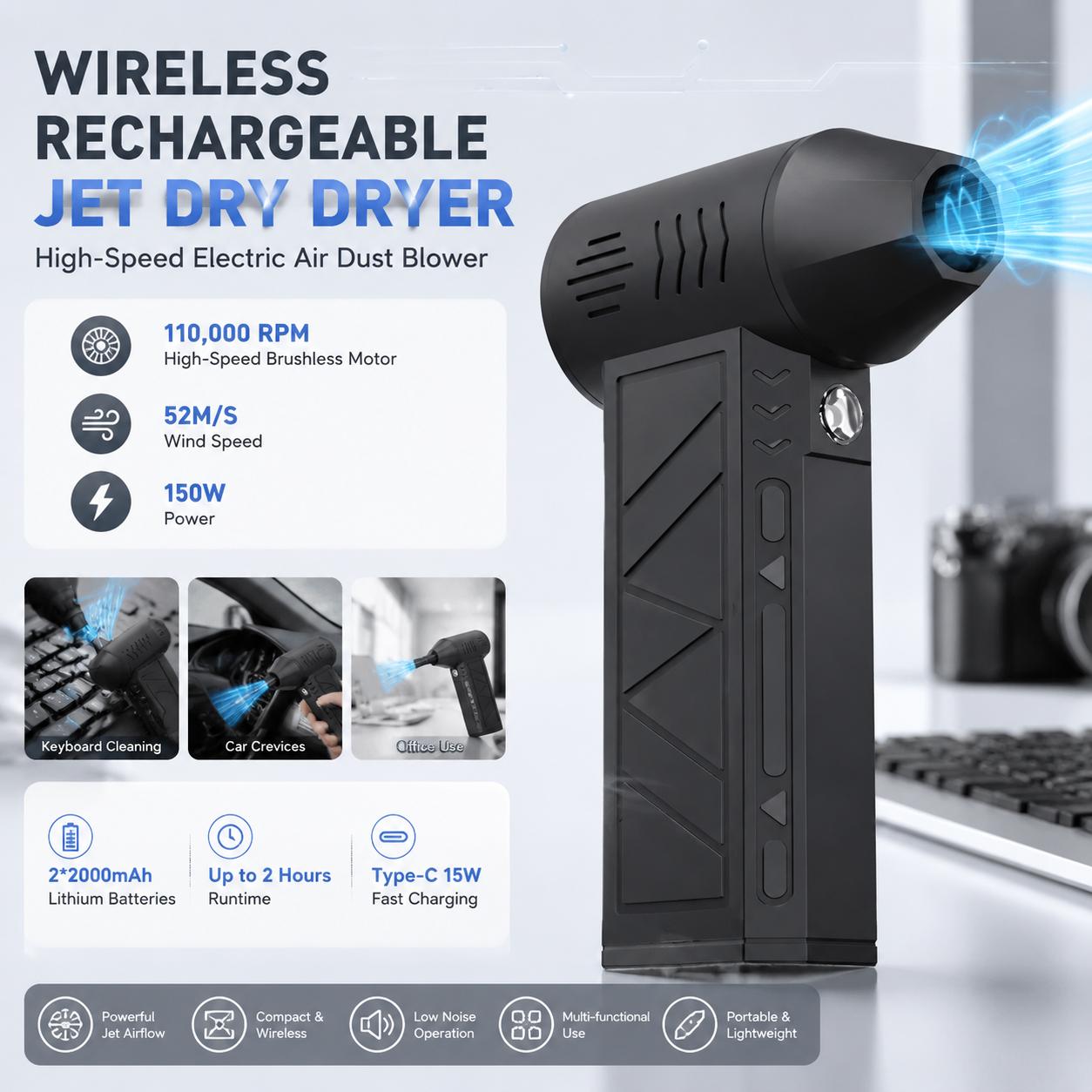 Power Tools Keyboard Manager - Soprador de Ar Elétrico de 110.000